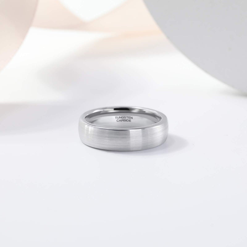 TRUMIUM 6mm Mens Womens Tungsten Ring Brushed Matte Dome Silver Wedding Band Comfort Fit Size 10.5 - Image 4